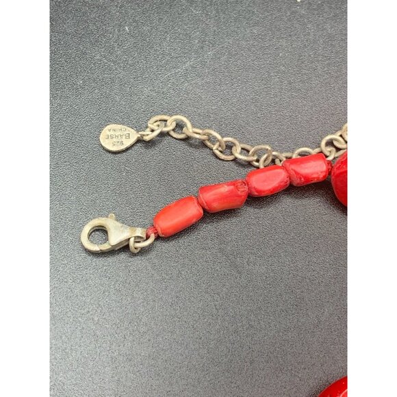 Coral Necklace in Red Dyed Bamboo Coral Signed By BARSE Chunky Stones Necklace - Picture 5 of 5